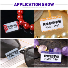 Custom logo printed plastic adhesive jewelry hang brand price tags, customized jewelry sticker